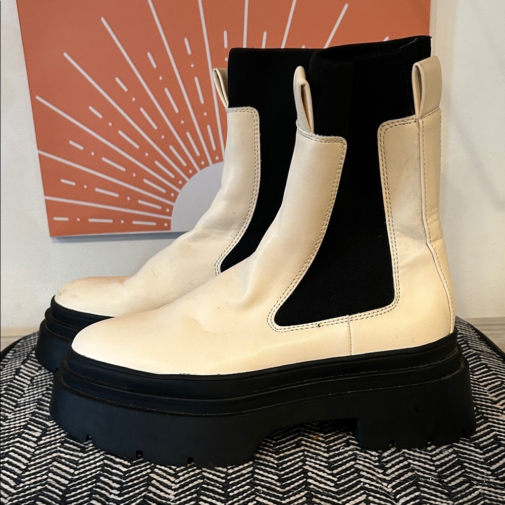 Stylish Cream and Black Women's Boots by Ming